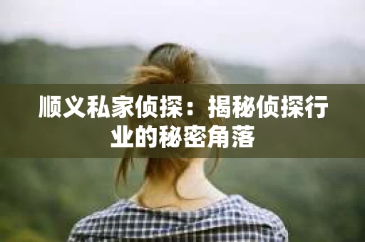 顺义私家侦探：揭秘侦探行业的秘密角落