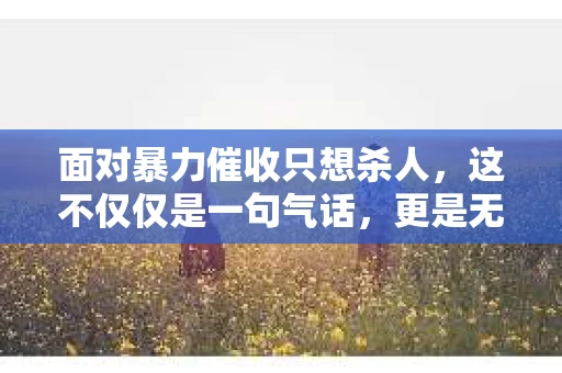 面对暴力催收只想杀人，这不仅仅是一句气话，更是无数借款人内心深处的恐惧。在这个看似光鲜亮丽的现代社会，暴力催收现象却如同毒瘤般蔓延，让人防不胜防。今天，我们就来聊聊这个沉重的话题，揭开暴力催收的冰山一角。